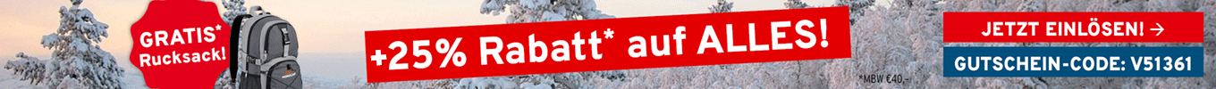 25% Rabatt + GRATIS Rucksack