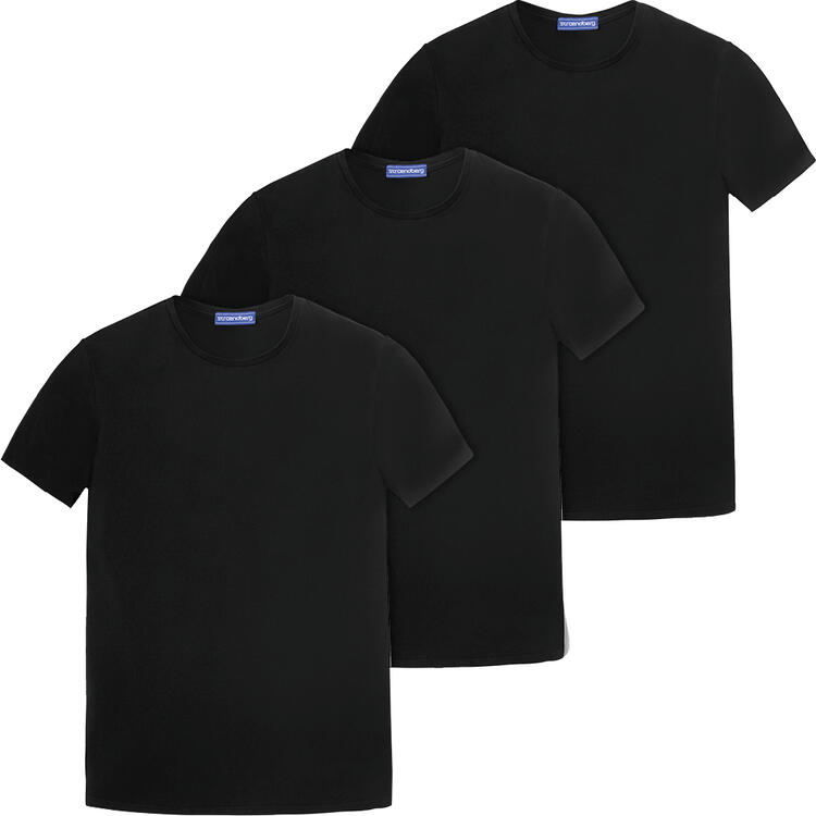 Auf diesem Bild sehen Sie stroendberg 3er Pack&nbsp;Herren T-Shirts in der Farbe schwarz