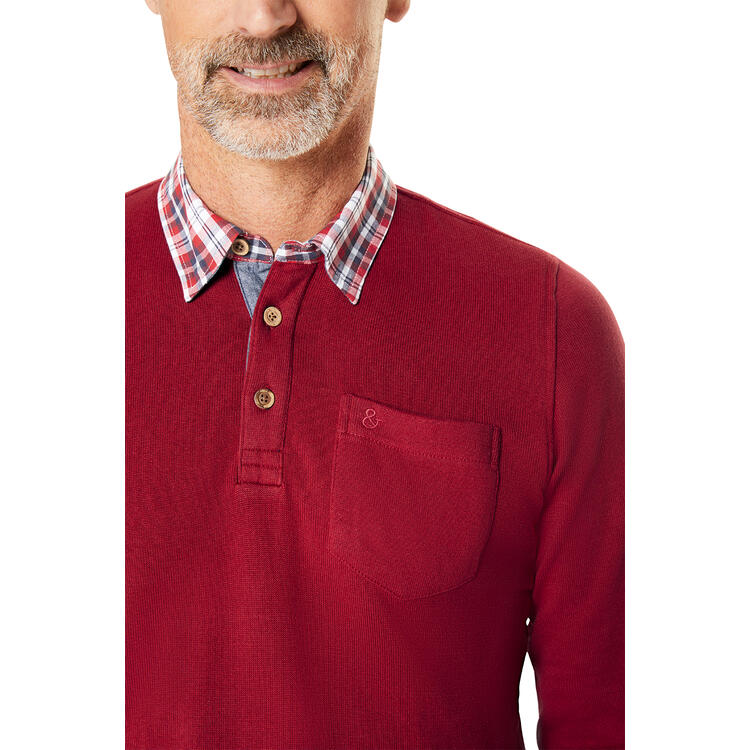 HENSON&HENSON Herren Pullover mit Hemdkragen