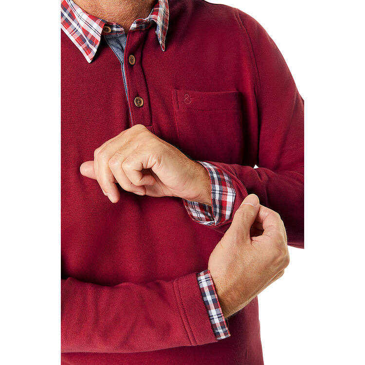 HENSON&HENSON Herren Pullover mit Hemdkragen