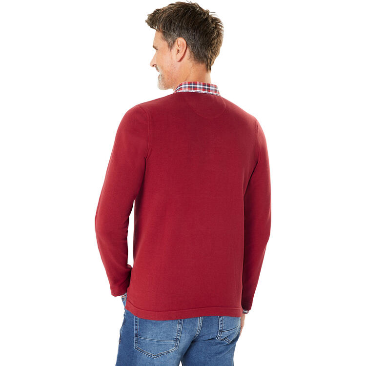HENSON&HENSON Herren Pullover mit Hemdkragen