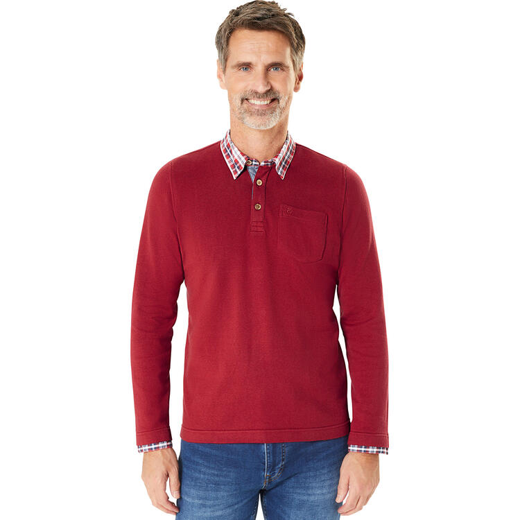 HENSON&HENSON Herren Pullover mit Hemdkragen