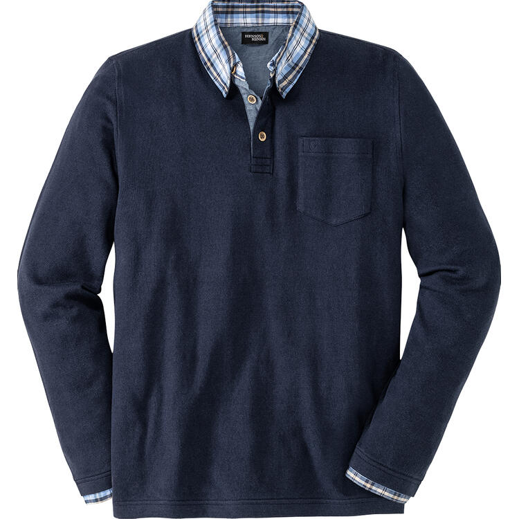 HENSON&HENSON Herren Pullover mit Hemdkragen