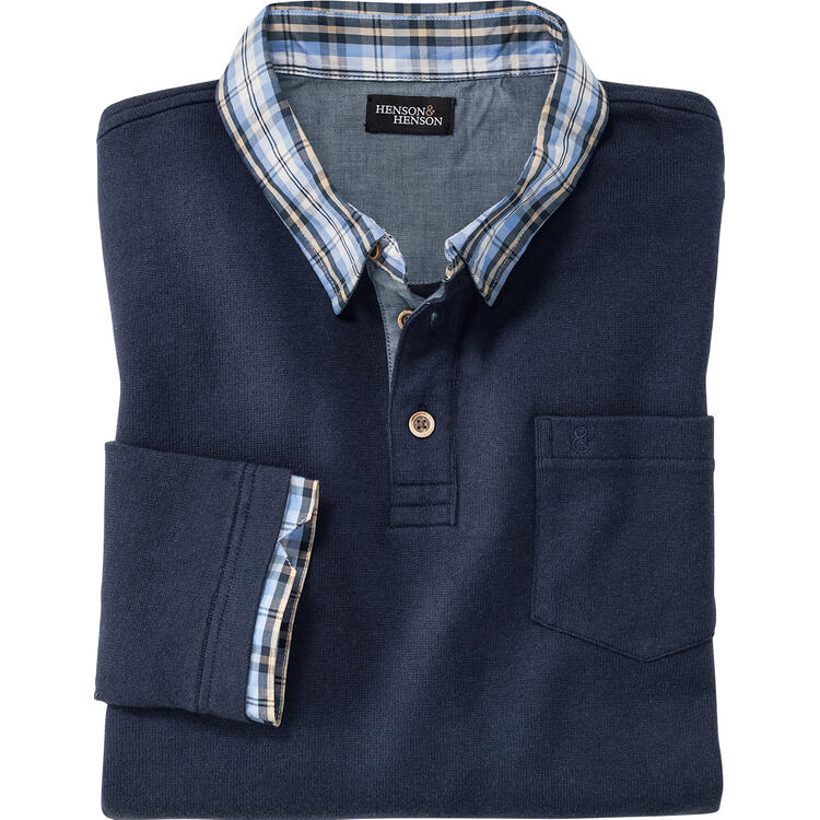 HENSON&HENSON Herren Pullover mit Hemdkragen