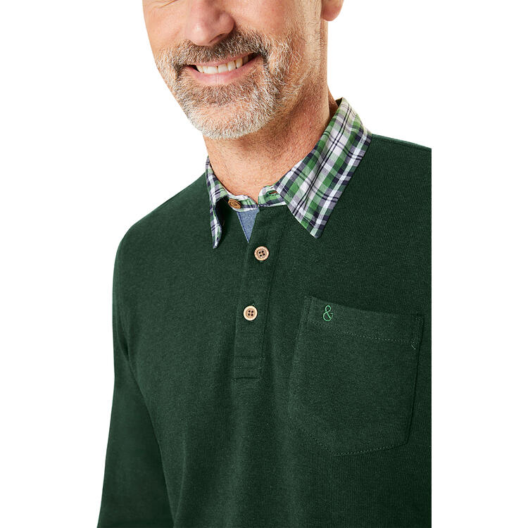 HENSON&HENSON Herren Pullover mit Hemdkragen