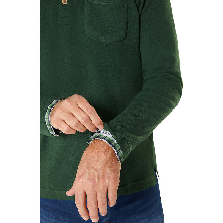 HENSON&HENSON Herren Pullover mit Hemdkragen