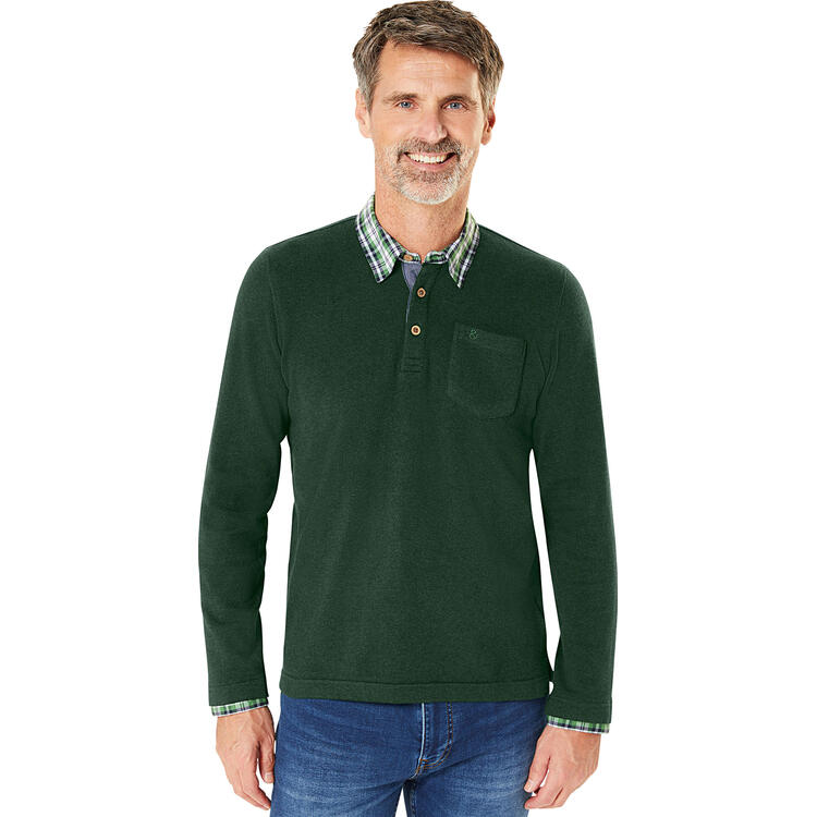 HENSON&HENSON Herren Pullover mit Hemdkragen