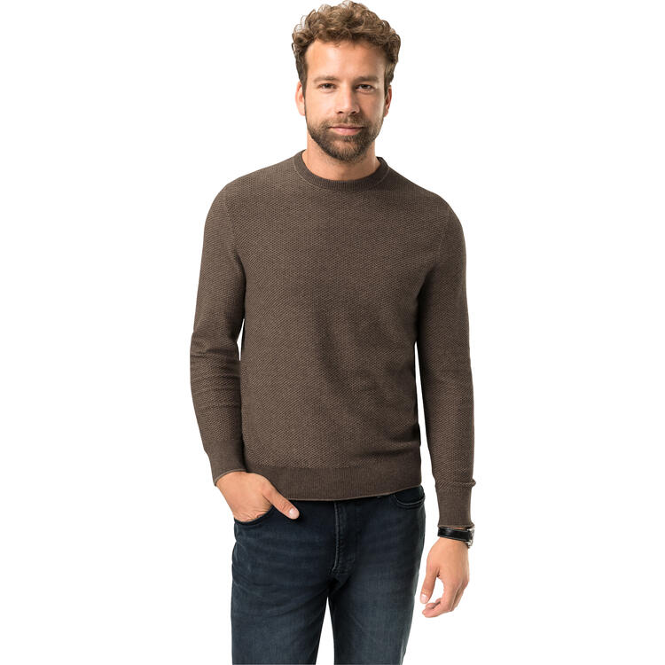 Franco Bettoni Herren Struktur-Pullover Baumwoll-Kaschmir