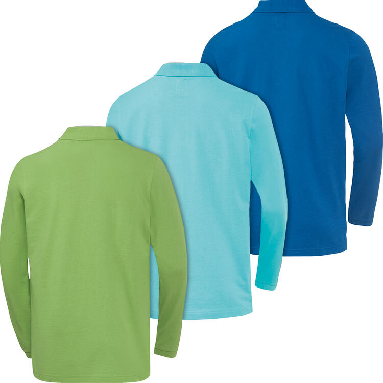 Auf diesem Bild sehen Sie Otto Kern 3er Pack Herren Poloshirts langarm in der Farbe bunt