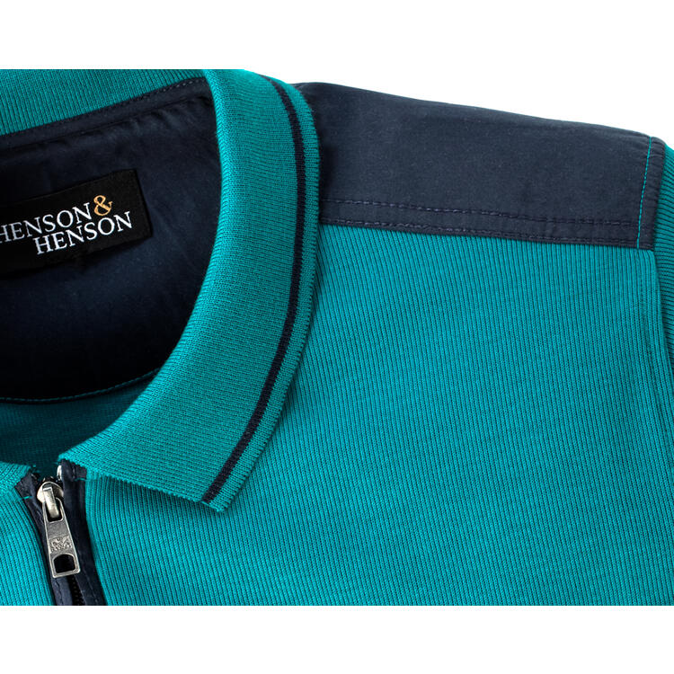 HENSON&HENSON Herren Polo Pullover Zipper
