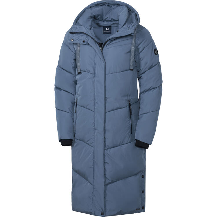 Auf diesem Bild sehen Sie Patsy & Lou Damen Steppmantel lang in der Farbe mittelblau