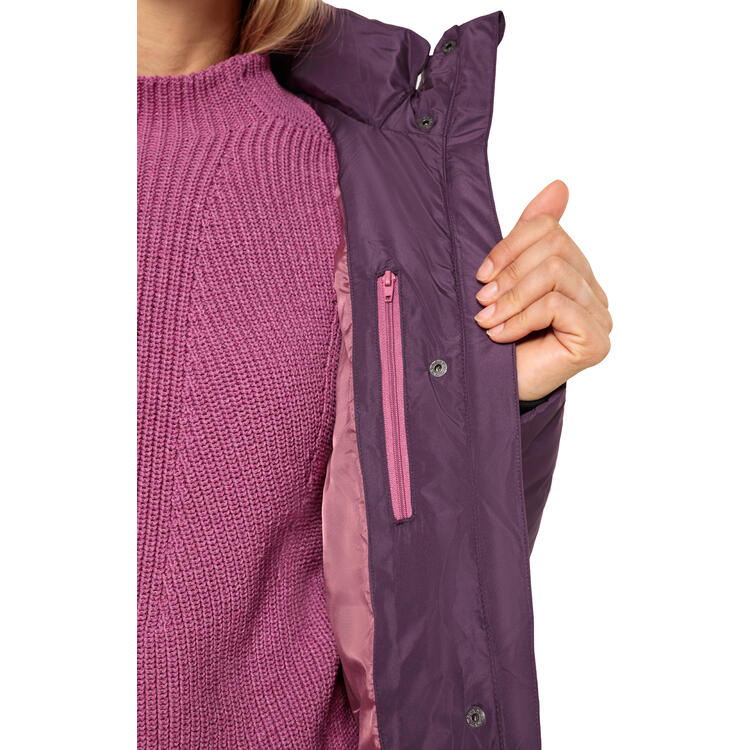 Auf diesem Bild sehen Sie Patsy & Lou Damen Steppmantel lang in der Farbe violett