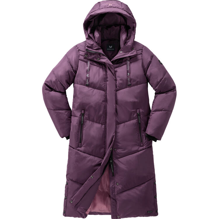 Auf diesem Bild sehen Sie Patsy & Lou Damen Steppmantel lang in der Farbe violett
