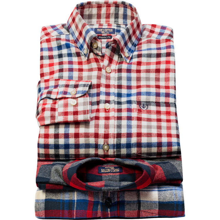 Franco Bettoni 3er Pack Herren Flanellhemden