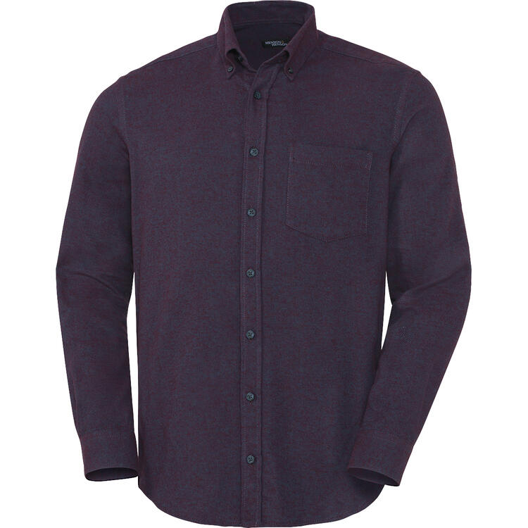 Auf diesem Bild sehen Sie HENSON&HENSON Herren Flanellhemd in der Farbe violett