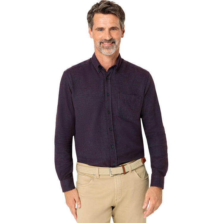 Auf diesem Bild sehen Sie HENSON&HENSON Herren Flanellhemd in der Farbe violett