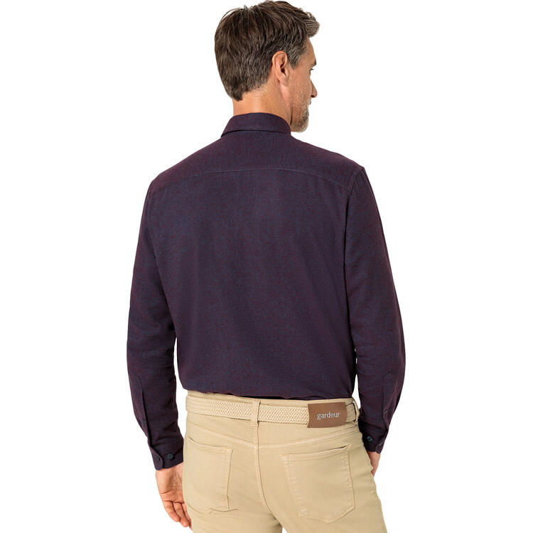 Auf diesem Bild sehen Sie HENSON&HENSON Herren Flanellhemd in der Farbe violett