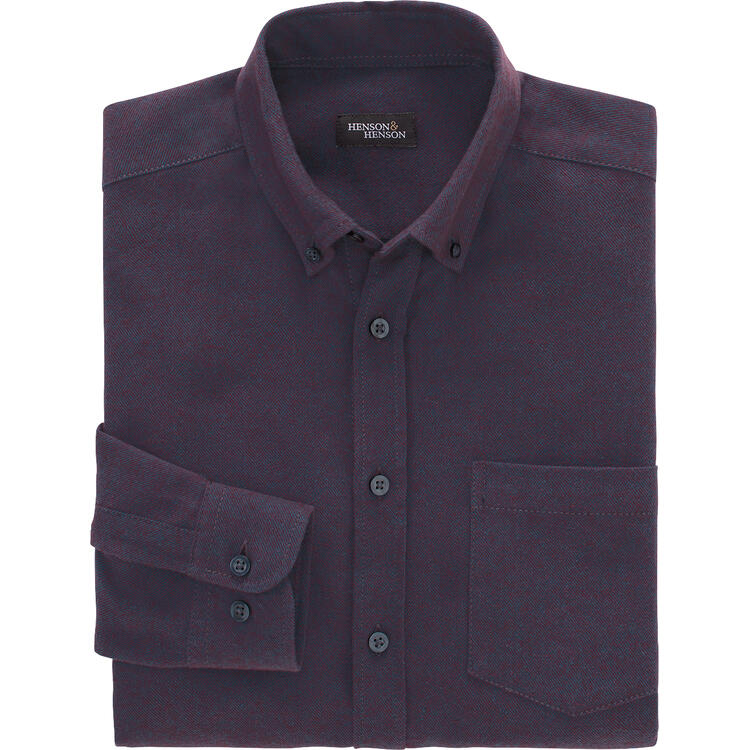 Auf diesem Bild sehen Sie HENSON&HENSON Herren Flanellhemd in der Farbe violett