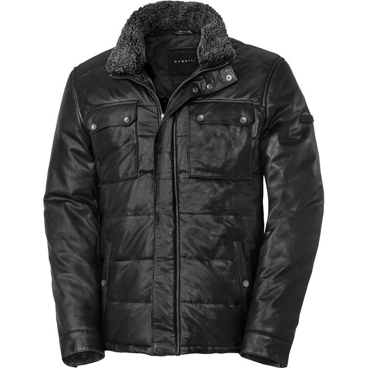 Bugatti Herren Leder-Steppjacke