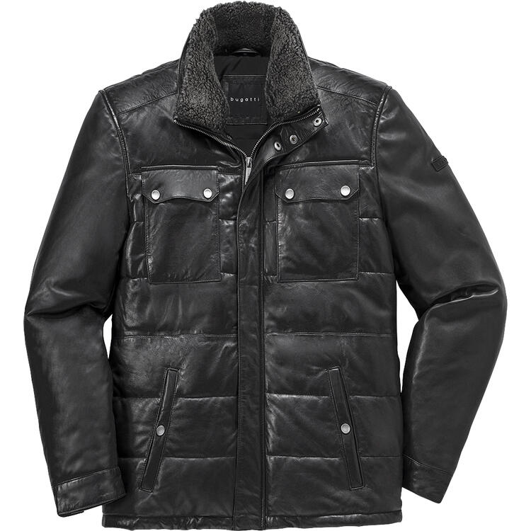Bugatti Herren Leder-Steppjacke