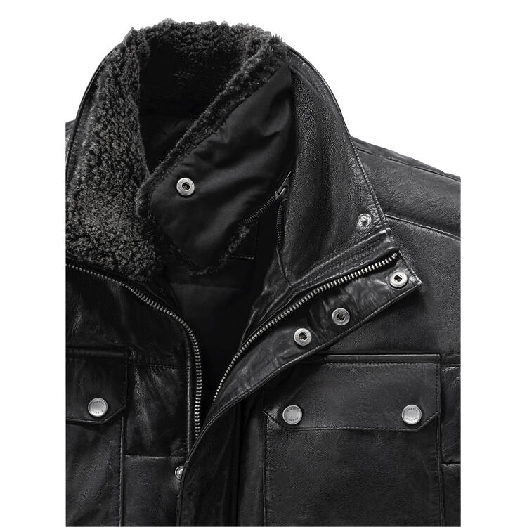 Bugatti Herren Leder-Steppjacke