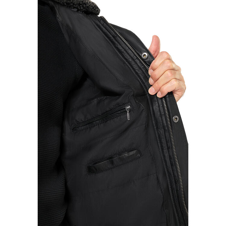 Bugatti Herren Leder-Steppjacke
