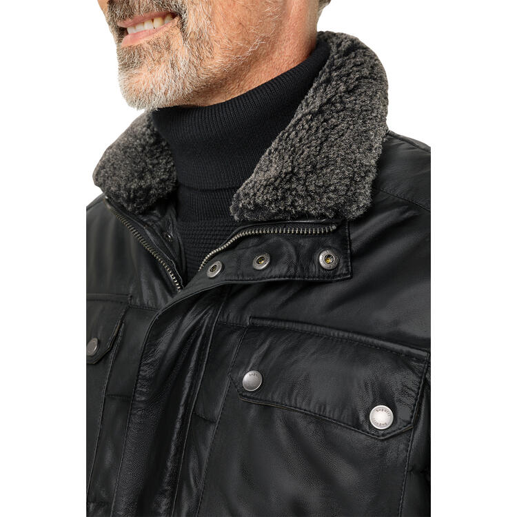 Bugatti Herren Leder-Steppjacke