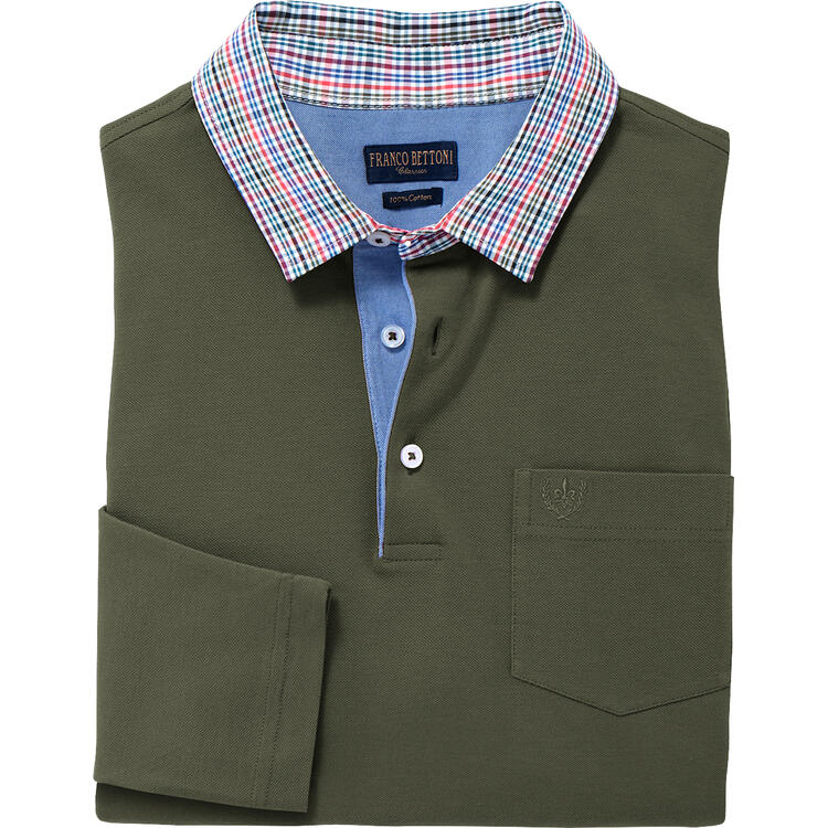Franco Bettoni Herren Poloshirt mit Hemdkragen langarm