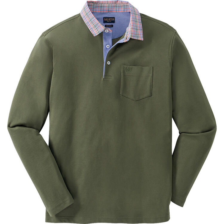 Franco Bettoni Herren Poloshirt mit Hemdkragen langarm