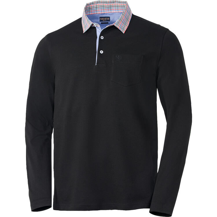 Franco Bettoni Herren Poloshirt mit Hemdkragen langarm