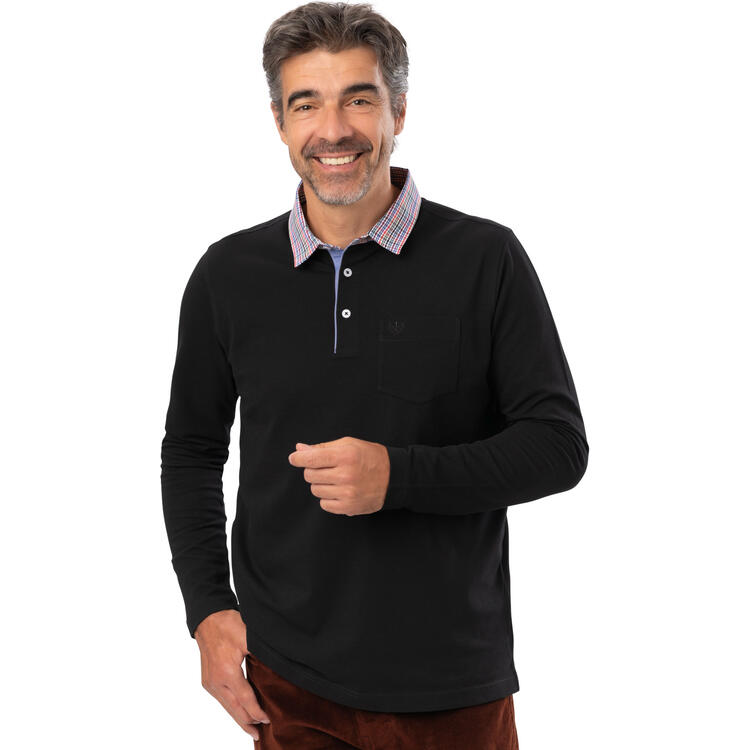 Franco Bettoni Herren Poloshirt mit Hemdkragen langarm