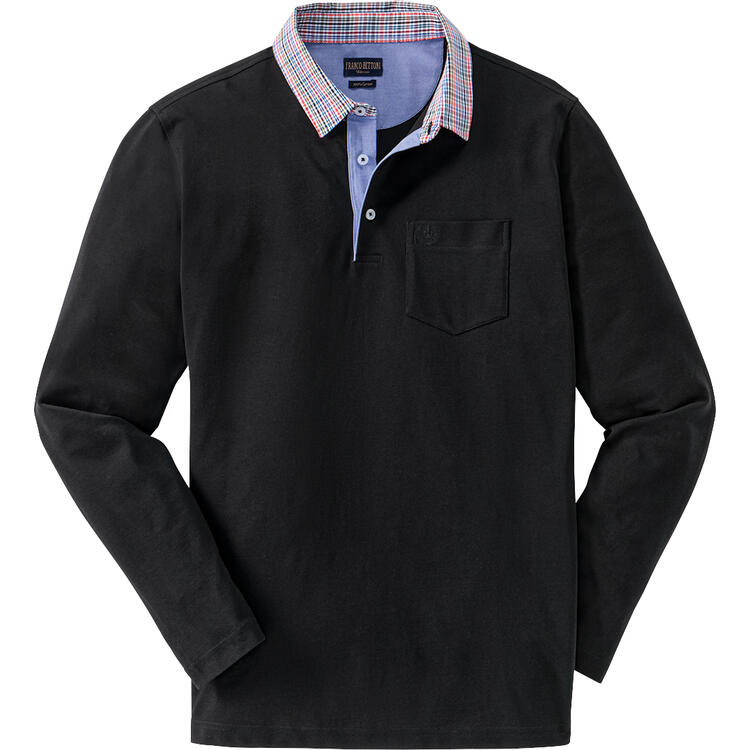 Franco Bettoni Herren Poloshirt mit Hemdkragen langarm