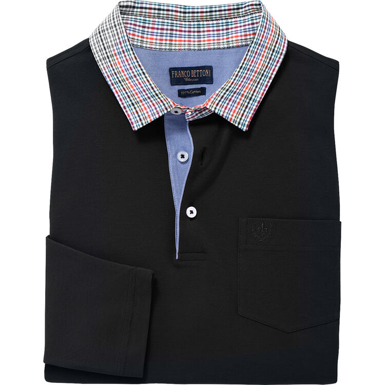 Franco Bettoni Herren Poloshirt mit Hemdkragen langarm