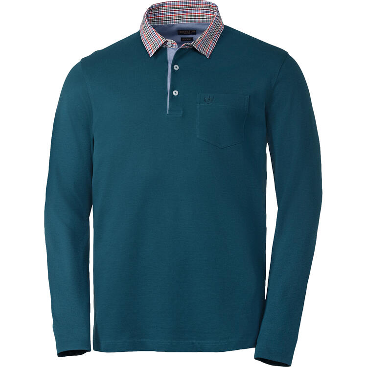 Franco Bettoni Herren Poloshirt mit Hemdkragen langarm