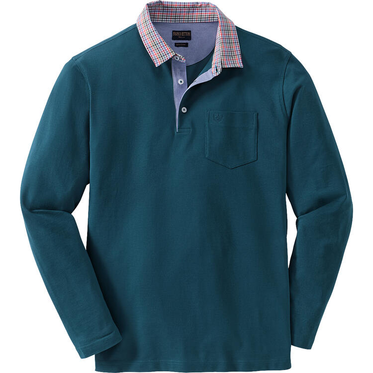 Franco Bettoni Herren Poloshirt mit Hemdkragen langarm