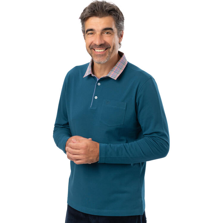 Franco Bettoni Herren Poloshirt mit Hemdkragen langarm