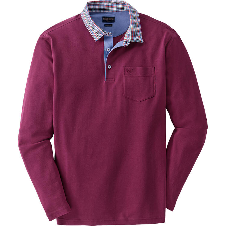 Franco Bettoni Herren Poloshirt mit Hemdkragen langarm