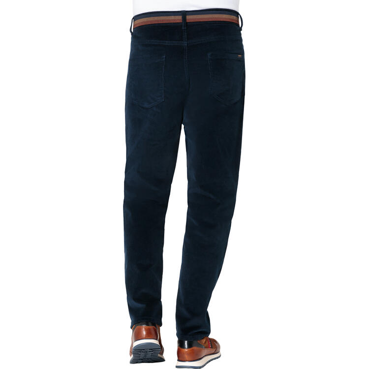 Auf diesem Bild sehen Sie Franco Bettoni Herren 5-Pocket-Cordhose mit G�rtel in der Farbe marine