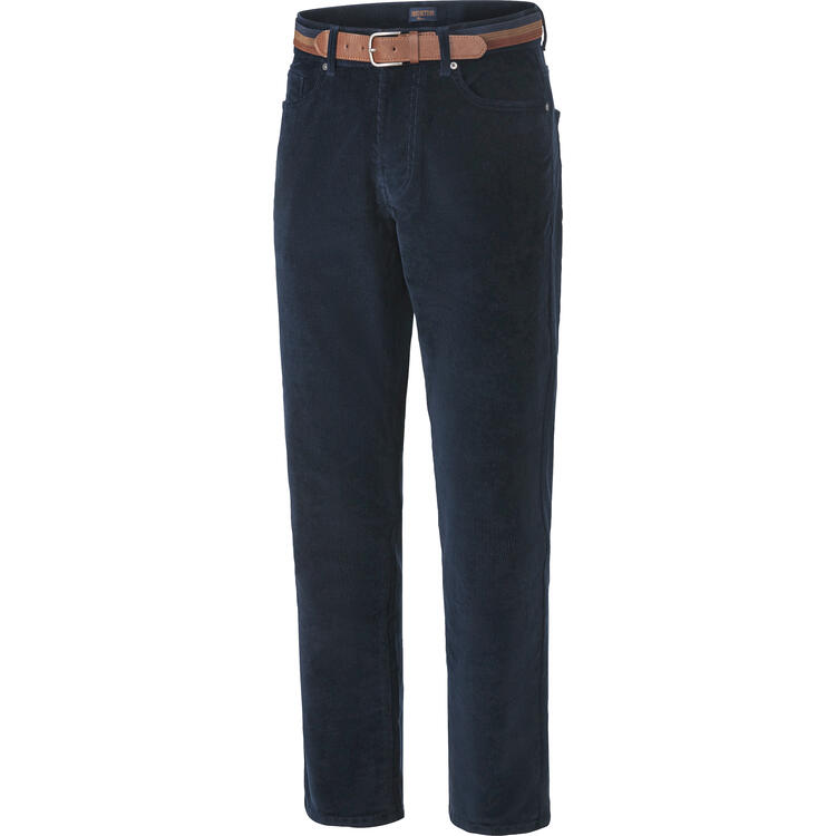 Auf diesem Bild sehen Sie Franco Bettoni Herren 5-Pocket-Cordhose mit G�rtel in der Farbe marine