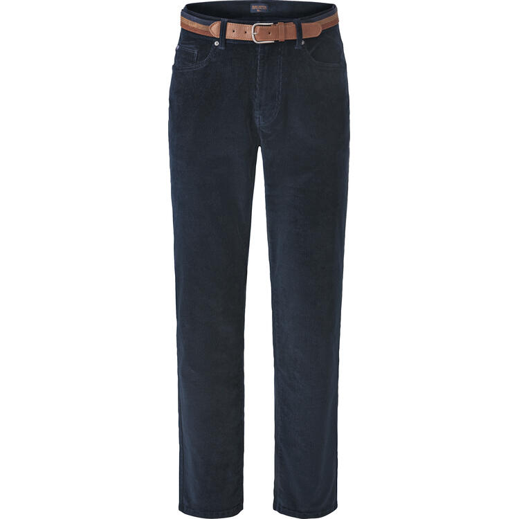 Auf diesem Bild sehen Sie Franco Bettoni Herren 5-Pocket-Cordhose mit G�rtel in der Farbe marine