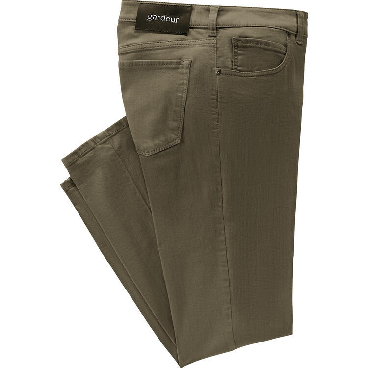 Auf diesem Bild sehen Sie Gardeur Herren Freizeithose aus weicher Baumwolle in der Farbe khaki