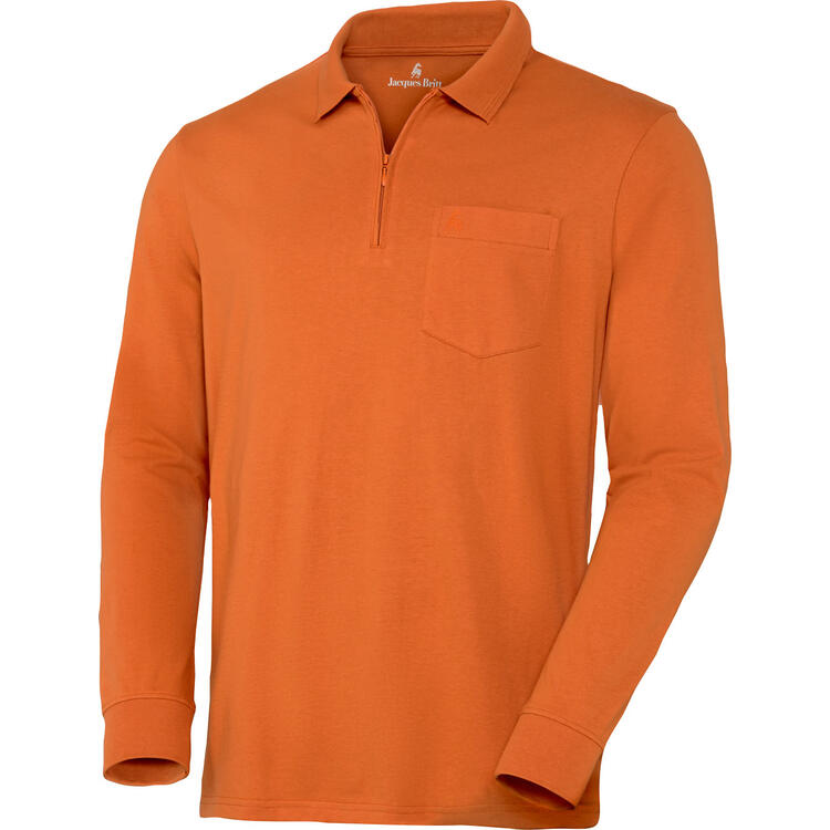 Jacques Britt Herren Polohemd langarm mit Zipp