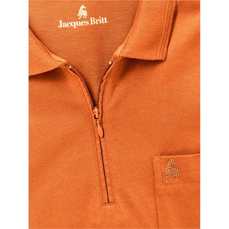 Jacques Britt Herren Polohemd langarm mit Zipp