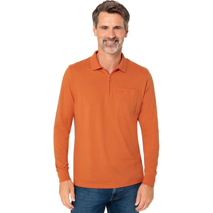 Jacques Britt Herren Polohemd langarm mit Zipp