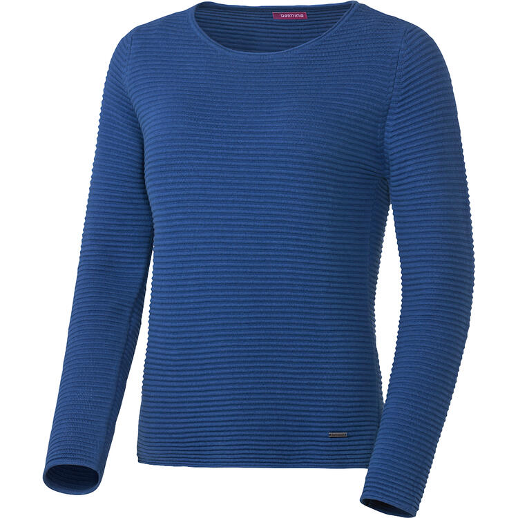 Auf diesem Bild sehen Sie Belmina Damen Reliefpullover in der Farbe royalblau