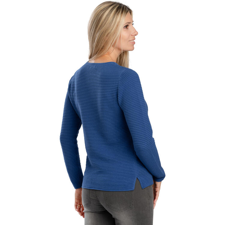Auf diesem Bild sehen Sie Belmina Damen Reliefpullover in der Farbe royalblau