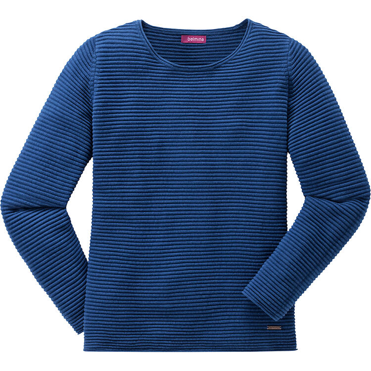 Auf diesem Bild sehen Sie Belmina Damen Reliefpullover in der Farbe royalblau