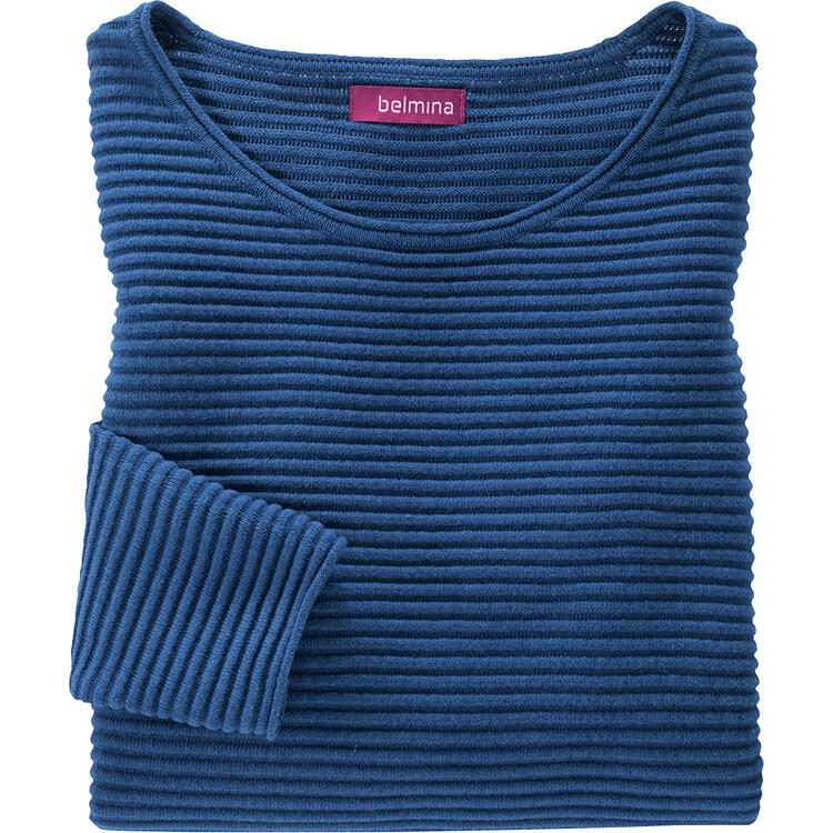 Auf diesem Bild sehen Sie Belmina Damen Reliefpullover in der Farbe royalblau