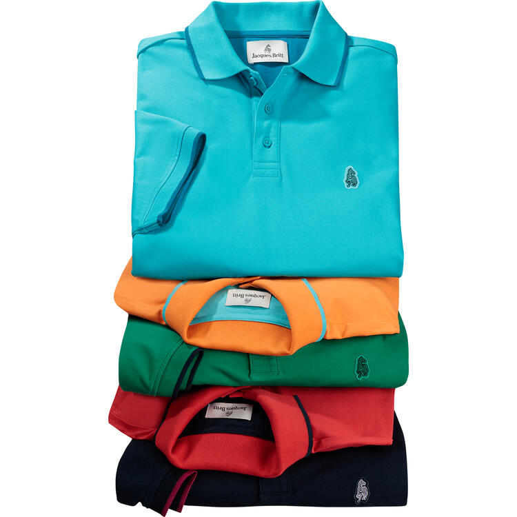 Auf diesem Bild sehen Sie Jacques Britt Herren Poloshirt kurzarm in der Farbe t�rkis