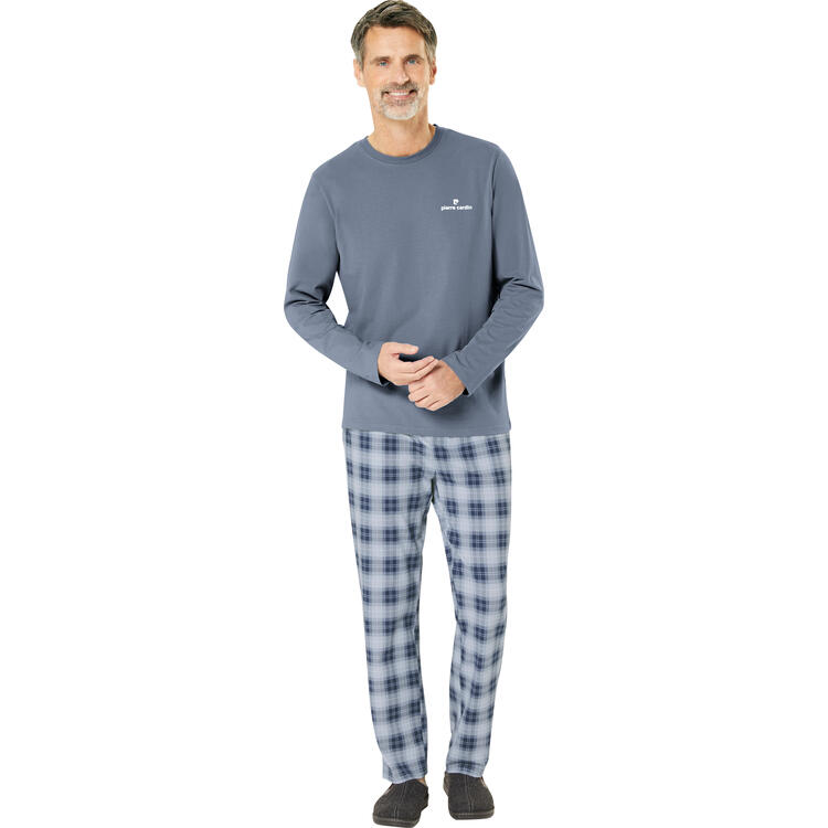 Auf diesem Bild sehen Sie Pierre Cardin Herren Pyjama lang in der Farbe blau